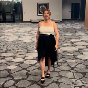 Chic Black and White High Low Dress